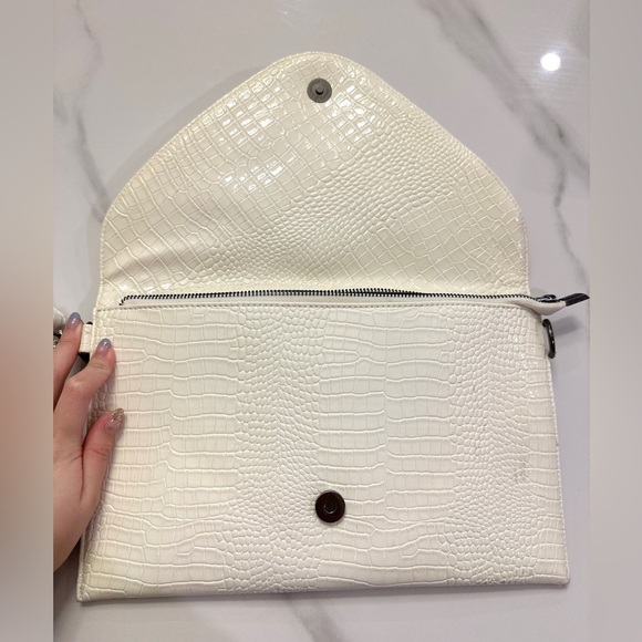 Crystal Woman Clutch in White Leather - Picture 2 of 4